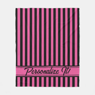 Couverture Polaire Halloween en bande verticale noire rose