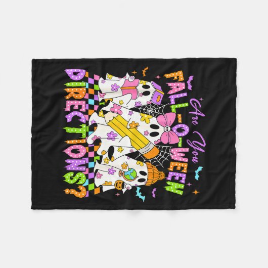 Couverture Polaire Halloween Floral Ghost Teacher Are You Falloween D (Devant (Horizontal))
