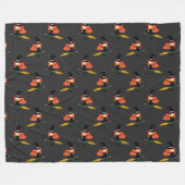 Couverture Polaire Halloween Flying Cute Witch avec Broom Charcoal (Devant (Horizontal))
