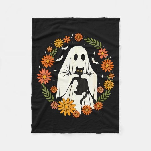 Couverture Polaire Halloween Ghost Black Cat Cute Funny (Devant)