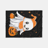Couverture Polaire Halloween Ghost Citrouille Pour Femmes Hommes Enfa (Devant (Horizontal))