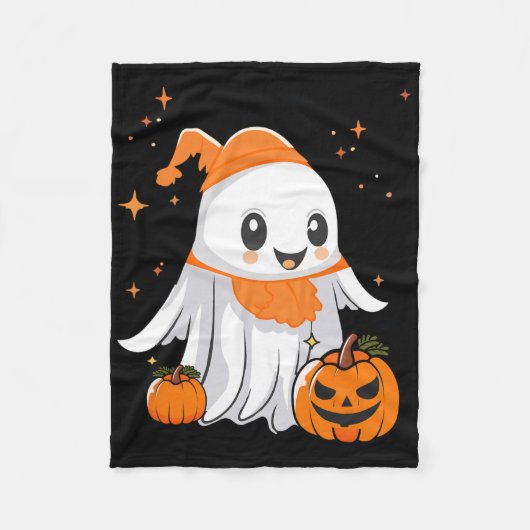Couverture Polaire Halloween Ghost Citrouille Pour Femmes Hommes Enfa (Devant)