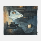 Couverture Polaire Halloween Ghost et Rencontre de chat (Devant (Horizontal))