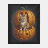 Couverture Polaire Halloween Ginger Tabby Kitten Vivre dans un Citrou (Devant)