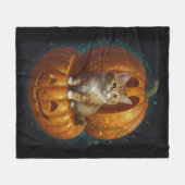 Couverture Polaire Halloween Ginger Tabby Kitten Vivre dans un Citrou (Devant (Horizontal))