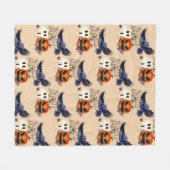 Couverture Polaire Halloween Goth Raven Crow Citrouilles (Devant (Horizontal))