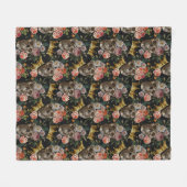 Couverture Polaire Halloween gothique foncé Roses rouges crâne de Cou (Devant (Horizontal))