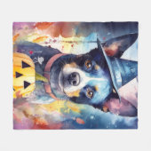 Couverture Polaire Halloween Hélicoptère Bleu Avec La Peur Citrouille (Devant (Horizontal))