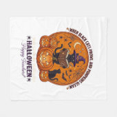 Couverture Polaire Halloween Joyeux Professeur Chat Noir Sorcière Cha (Devant (Horizontal))