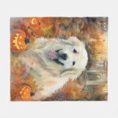 Couverture Polaire Halloween les grandes Pyrénées avec la peur Citrou (Devant (Horizontal))