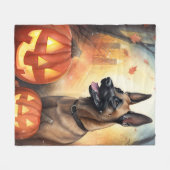 Couverture Polaire Halloween Malinoi Belge Avec Peur Citrouille (Devant (Horizontal))