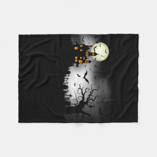 Couverture Polaire Halloween Mansion Blanche (Devant (Horizontal))