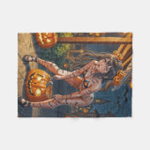 Couverture Polaire Halloween Monster Jack-o-Lantern & Bat Vixen Girl (Devant (Horizontal))