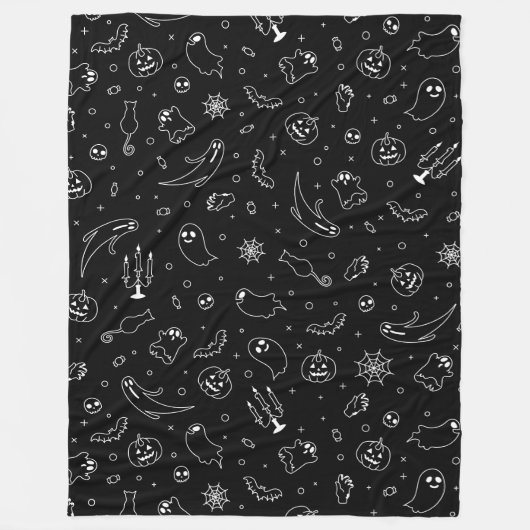 Couverture Polaire Halloween noir et blanc (Devant)
