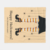 Couverture Polaire Halloween Orange Sortie Jambes Et Araignées Hallow (Devant (Horizontal))