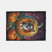 Couverture Polaire Halloween Papillon Chiot Vivre dans un Citrouille (Devant (Horizontal))