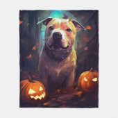 Couverture Polaire Halloween Pitbull avec la peur Citrouille (Devant)