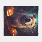 Couverture Polaire Halloween Pitbull avec la peur Citrouille (Devant (Horizontal))