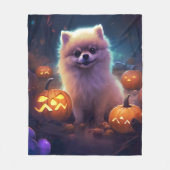 Couverture Polaire Halloween Poméranien Avec La Peur Citrouille (Devant)