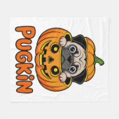 Couverture Polaire Halloween Pugkin, chien Citrouille Carlin (Devant (Horizontal))
