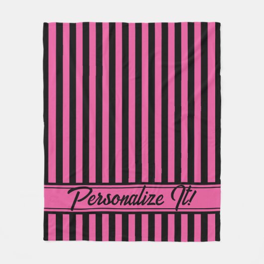 Couverture Polaire Halloween rayure verticale rose noir (Devant)