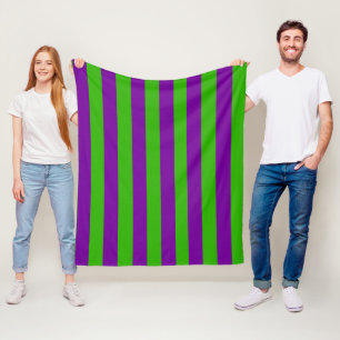 Couverture Polaire Halloween rayures en violet et vert