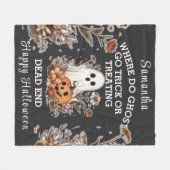 Couverture Polaire Halloween rétro floral personnalisé (Devant (Horizontal))