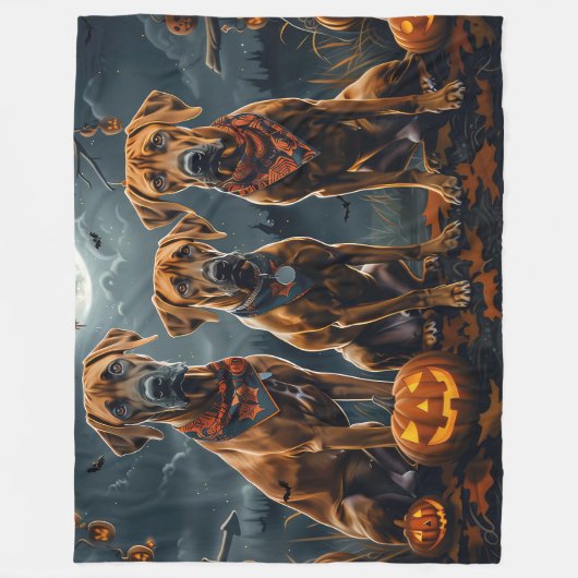 Couverture Polaire Halloween Rhodesian Ridgeback Éffrayant (Devant)
