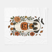 Couverture Polaire Halloween Rottweiler avec Fleurs (Devant (Horizontal))