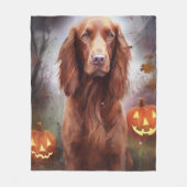 Couverture Polaire Halloween Rouge irlandais Setter avec la peur Citr (Devant)