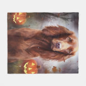 Couverture Polaire Halloween Rouge irlandais Setter avec la peur Citr (Devant (Horizontal))