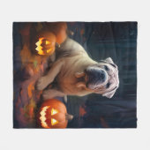 Couverture Polaire Halloween Shar Pei Avec La Peur Citrouille (Devant (Horizontal))