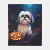 Couverture Polaire Halloween Shih Tzu Avec La Peur Citrouille (Devant)