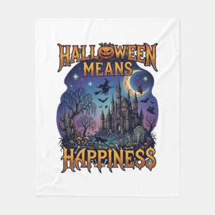 Couverture Polaire Halloween signifie bonheur château hanté sorcière