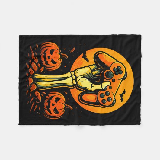 Couverture Polaire Halloween Skeleton Gamer Video Gaming Controller B (Devant (Horizontal))