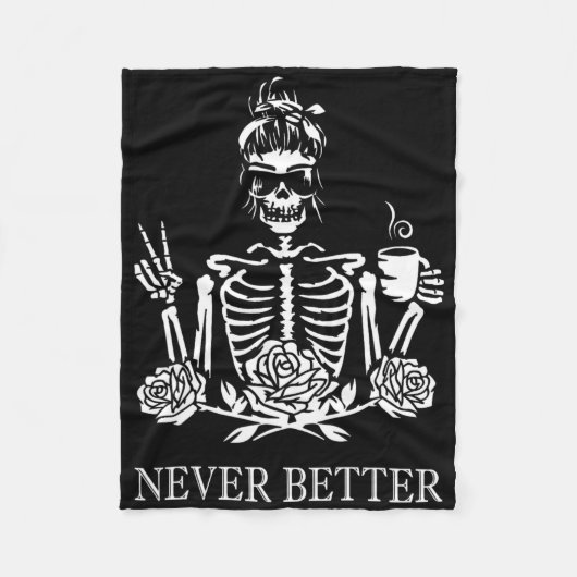 Couverture Polaire Halloween Skeleton Skull Femmes Boire Café Nev (Devant)