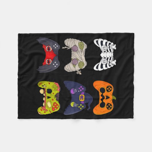 Couverture Polaire Halloween Skeleton Zombie Gaming Controllers  (Devant (Horizontal))