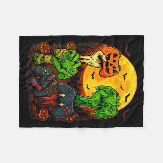 Couverture Polaire Halloween Skeleton Zombie Mummy Gaming Controller  (Devant (Horizontal))