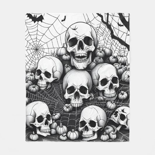 Couverture Polaire Halloween Skulls Skeltons Graveyard Graphisme (Devant)