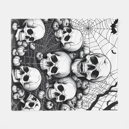 Couverture Polaire Halloween Skulls Skeltons Graveyard Graphisme (Devant (Horizontal))