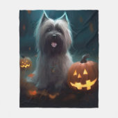 Couverture Polaire Halloween Skye Terrier Avec La Peur Citrouille (Devant)