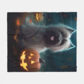 Couverture Polaire Halloween Skye Terrier Avec La Peur Citrouille (Devant (Horizontal))