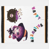 Couverture Polaire Halloween/sorcière/automne/octobre (Devant (Horizontal))