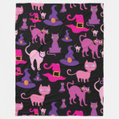 Couverture Polaire Halloween sorcière effrayante chat noir violet déc (Devant)