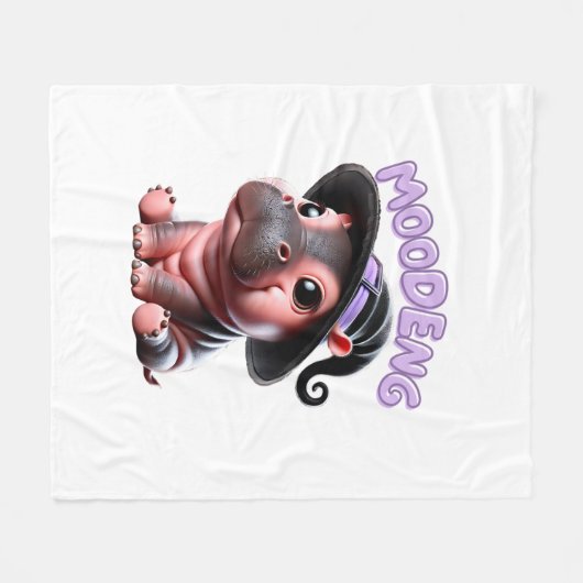 Couverture Polaire Halloween Sorcière Moo-Deng Hippo Bébé mou Pygmée  (Devant (Horizontal))