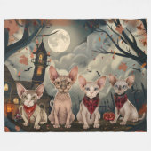 Couverture Polaire Halloween sphynx chats Éffrayant (Devant (Horizontal))