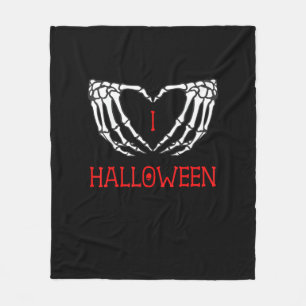 Couverture Polaire Halloween Squelette Mains Formant Coeur Gothique
