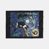 Couverture Polaire Halloween Starry Nuit Tuxedo Cat Comma La Kamala (Devant (Horizontal))
