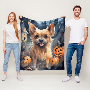 Couverture Polaire Halloween Terrier Australien Avec Peur Citrouille