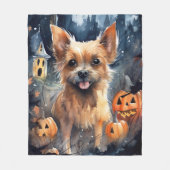 Couverture Polaire Halloween Terrier Australien Avec Peur Citrouille (Devant)